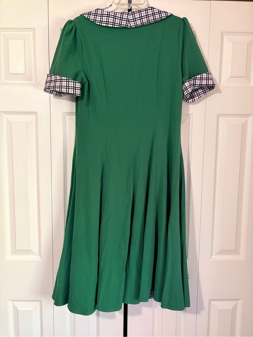 Tatyana Emerald Green Dress with Plaid Collar - Picture 2 of 3